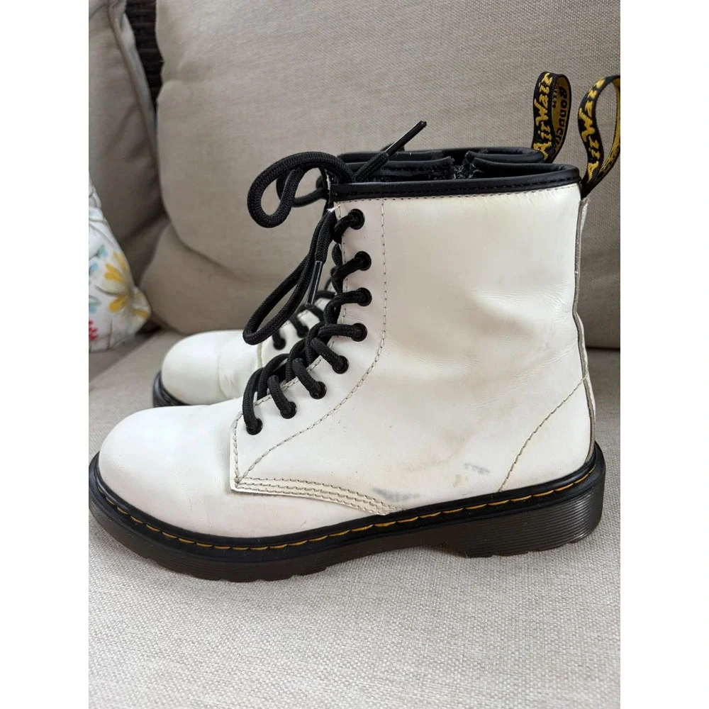 Dr. Martens 1460 J Boots Kids Size 4 US M 5 US L White Good Combat Zip Leather